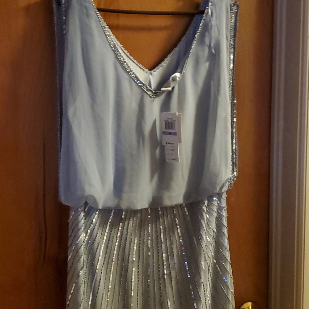 Brand new with tags JKARA Silver Sequined Gown